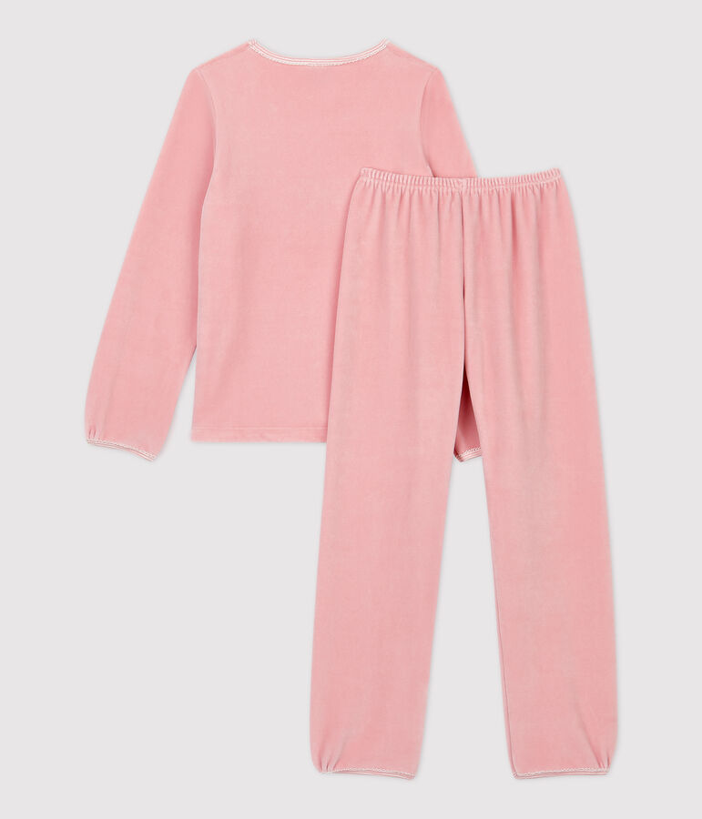 Pigiama bambina rosa in ciniglia fantasia stambecchi rosa CHARME